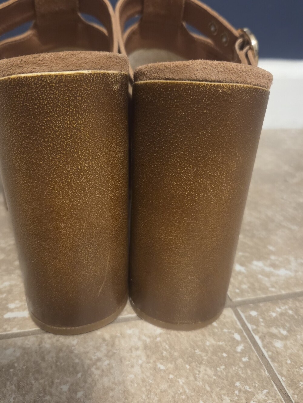 Gianni Bini Womens Sotelo Brown Leather Buckle Chunky Heel Platform Clogs. Sz 11 - Picture 7 of 11